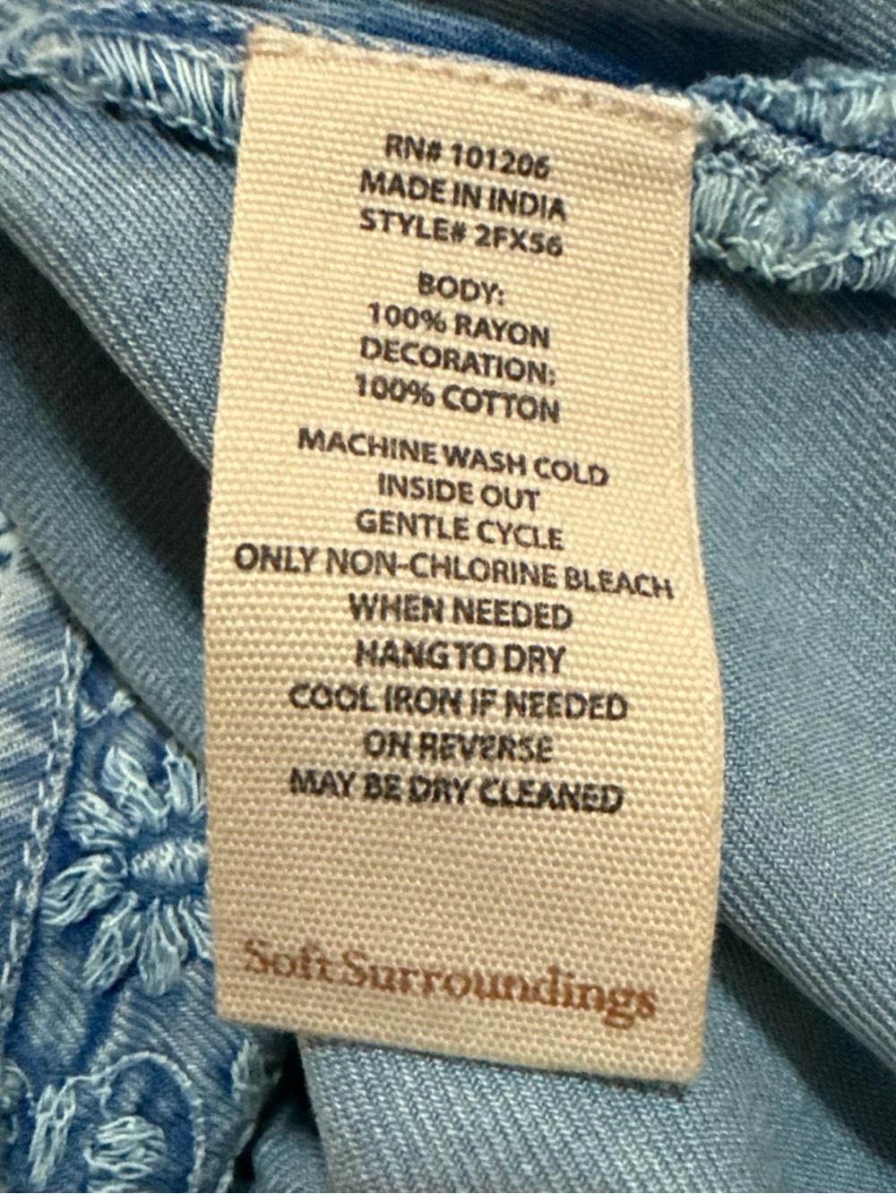 Soft Surroundings Light Blue Embroidered Chambray Denim Shirt - Picture 11 of 12